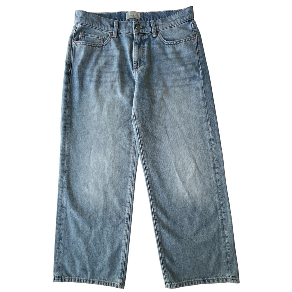 DL1961 Jeans 26 Daydream Drue Womens Straight Low Rise Wide Leg Blue Distress